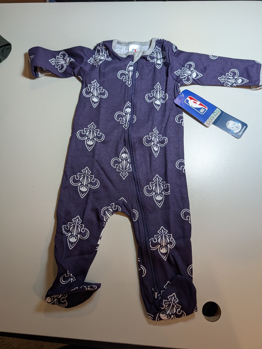NBA New Orleans Pelicans Purple Infant 6-9 Month Zip Footed One-Piece NWT